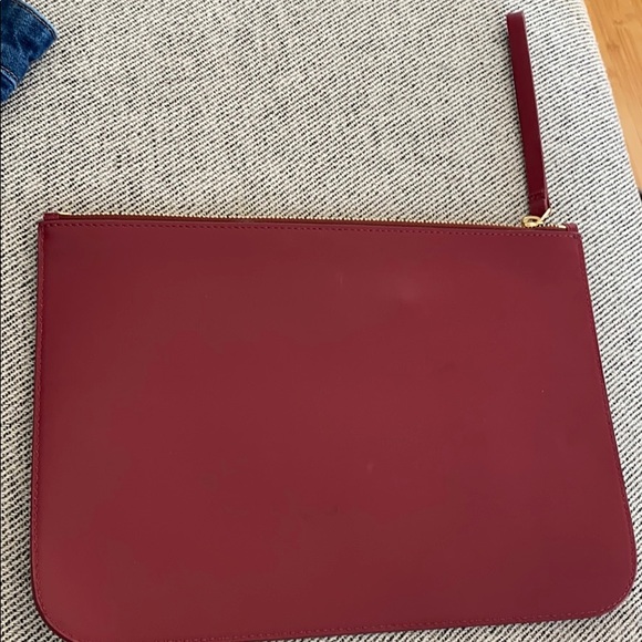 Mansur Gavriel burgundy red thin clutch zip top - Picture 2 of 4